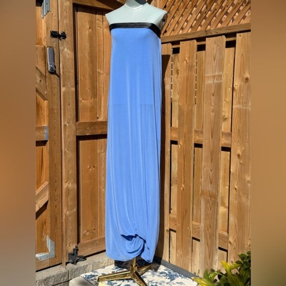 🆕 RAT & BOA 🧿 NWOT Antonie Blue Draped Maxi Dress with Leather Belt, Sz XXS/XS - Picture 2 of 14